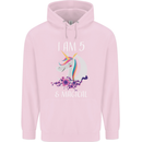 5 Year Old Birthday Magical Unicorn 5th Childrens Kids Hoodie Light Pink