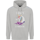 5 Year Old Birthday Magical Unicorn 5th Childrens Kids Hoodie Sports Grey