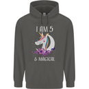 5 Year Old Birthday Magical Unicorn 5th Childrens Kids Hoodie Storm Grey