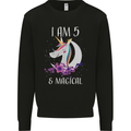 5 Year Old Birthday Magical Unicorn 5th Kids Sweatshirt Jumper Black