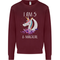 5 Year Old Birthday Magical Unicorn 5th Kids Sweatshirt Jumper Maroon