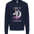 5 Year Old Birthday Magical Unicorn 5th Kids Sweatshirt Jumper Navy Blue