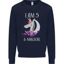 5 Year Old Birthday Magical Unicorn 5th Kids Sweatshirt Jumper Navy Blue
