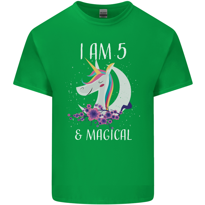 5 Year Old Birthday Magical Unicorn 5th Kids T-Shirt Childrens Irish Green