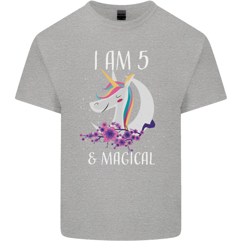 5 Year Old Birthday Magical Unicorn 5th Kids T-Shirt Childrens Sports Grey