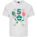 5th Shark Birthday 5 Years Old Kids T-Shirt Childrens White
