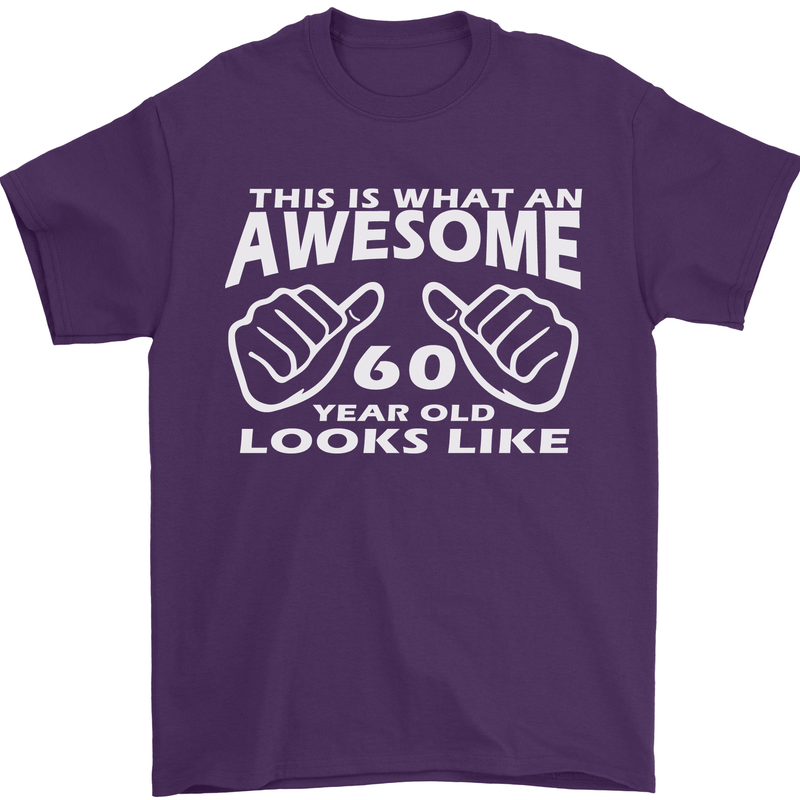 60th Birthday 60 Year Old This Is What Mens T-Shirt 100% Cotton Purple