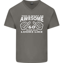 60th Birthday 60 Year Old This Is What Mens V-Neck Cotton T-Shirt Charcoal