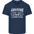 60th Birthday 60 Year Old This Is What Mens V-Neck Cotton T-Shirt Navy Blue