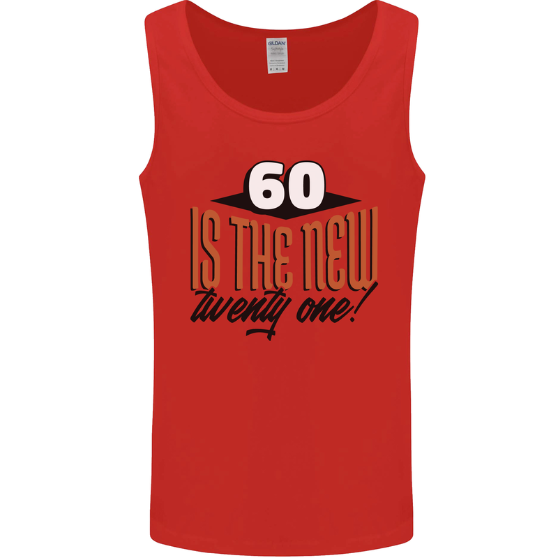 60th Birthday 60 is the New 21 Funny Mens Vest Tank Top Red