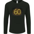 60th Birthday Neon Lights 60 Year Old Mens Long Sleeve T-Shirt Black