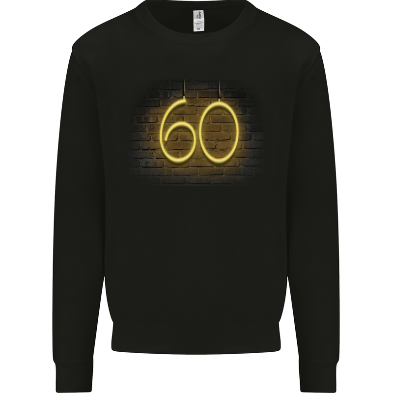 60th Birthday Neon Lights 60 Year Old Mens Sweatshirt Jumper Black