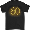 60th Birthday Neon Lights 60 Year Old Mens T-Shirt 100% Cotton BLACK