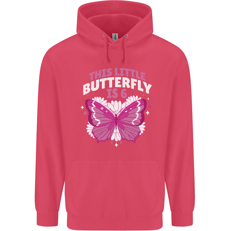 6 Year Old Birthday Butterfly 6th Childrens Kids Hoodie Heliconia