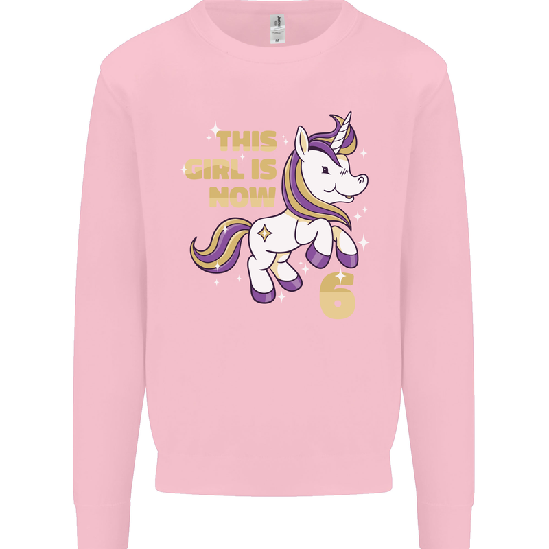 6 Year Old Birthday Girl Magical Unicorn 6th Kids Sweatshirt Jumper Light Pink