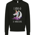 6 Year Old Birthday Magical Unicorn 6th Kids Sweatshirt Jumper Black