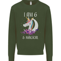 6 Year Old Birthday Magical Unicorn 6th Kids Sweatshirt Jumper Forest Green