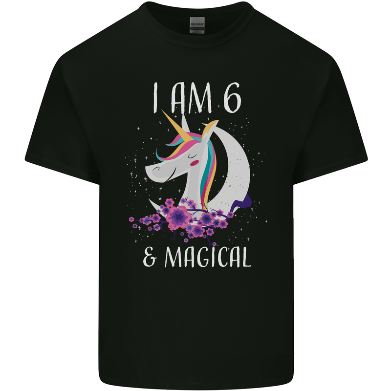 6 Year Old Birthday Magical Unicorn 6th Kids T-Shirt Childrens Black