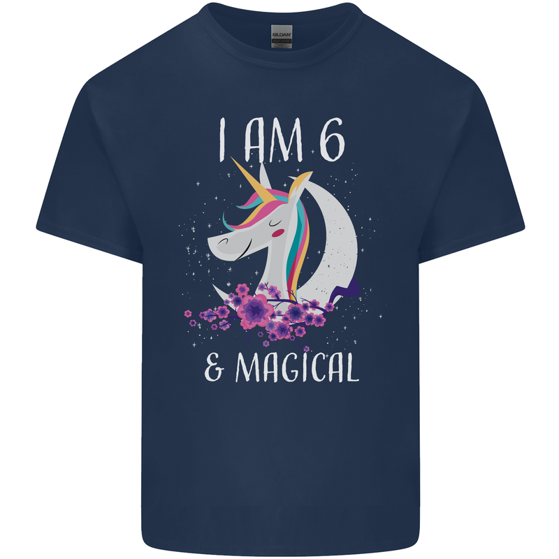 6 Year Old Birthday Magical Unicorn 6th Kids T-Shirt Childrens Navy Blue