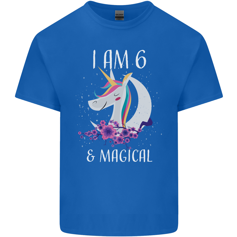 6 Year Old Birthday Magical Unicorn 6th Kids T-Shirt Childrens Royal Blue