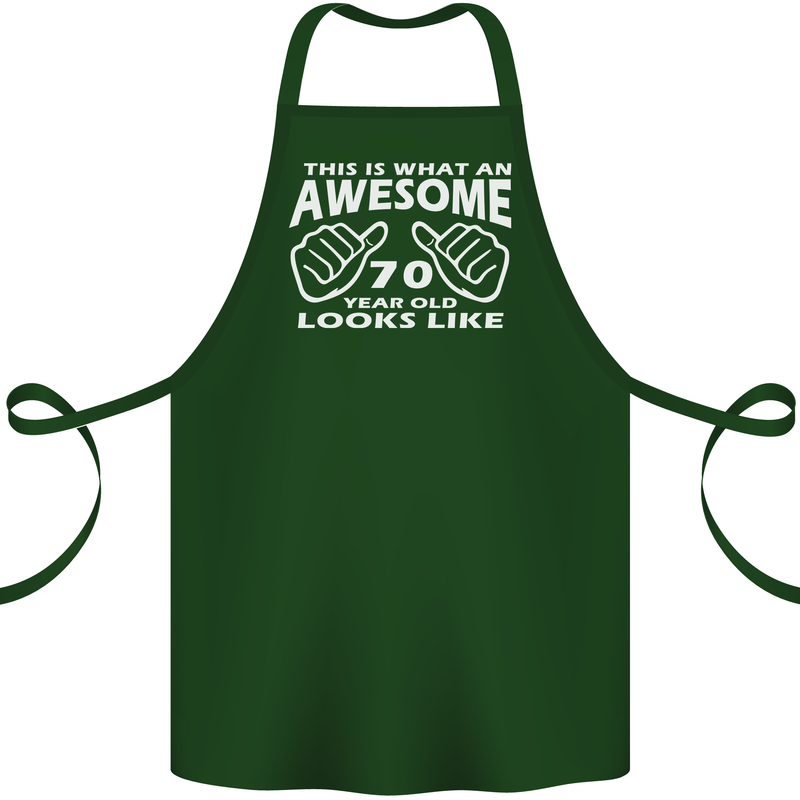 70th Birthday 70 Year Old This Is What Cotton Apron 100% Organic Forest Green