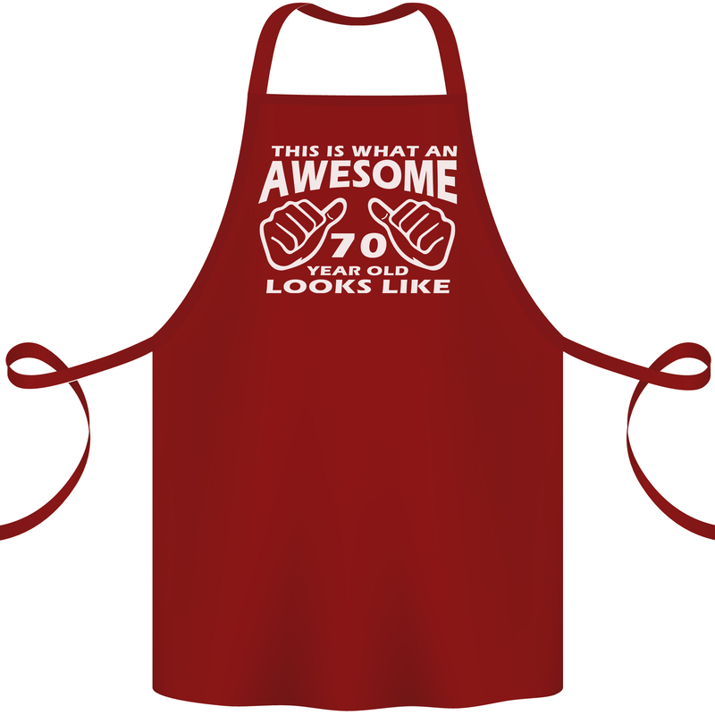 70th Birthday 70 Year Old This Is What Cotton Apron 100% Organic Maroon