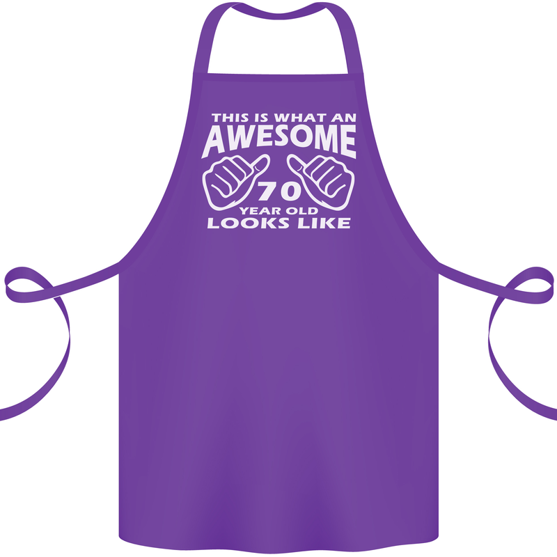 70th Birthday 70 Year Old This Is What Cotton Apron 100% Organic Purple