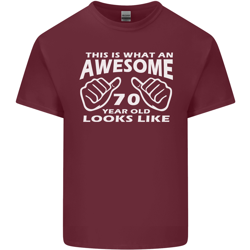 70th Birthday 70 Year Old This Is What Mens Cotton T-Shirt Tee Top Maroon