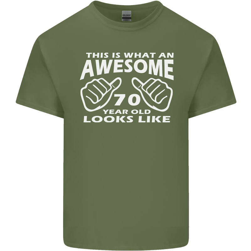 70th Birthday 70 Year Old This Is What Mens Cotton T-Shirt Tee Top Military Green