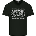 70th Birthday 70 Year Old This Is What Mens V-Neck Cotton T-Shirt Black