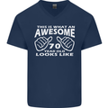 70th Birthday 70 Year Old This Is What Mens V-Neck Cotton T-Shirt Navy Blue