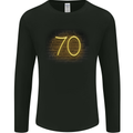 70th Birthday Neon Lights 70 Year Old Mens Long Sleeve T-Shirt Black