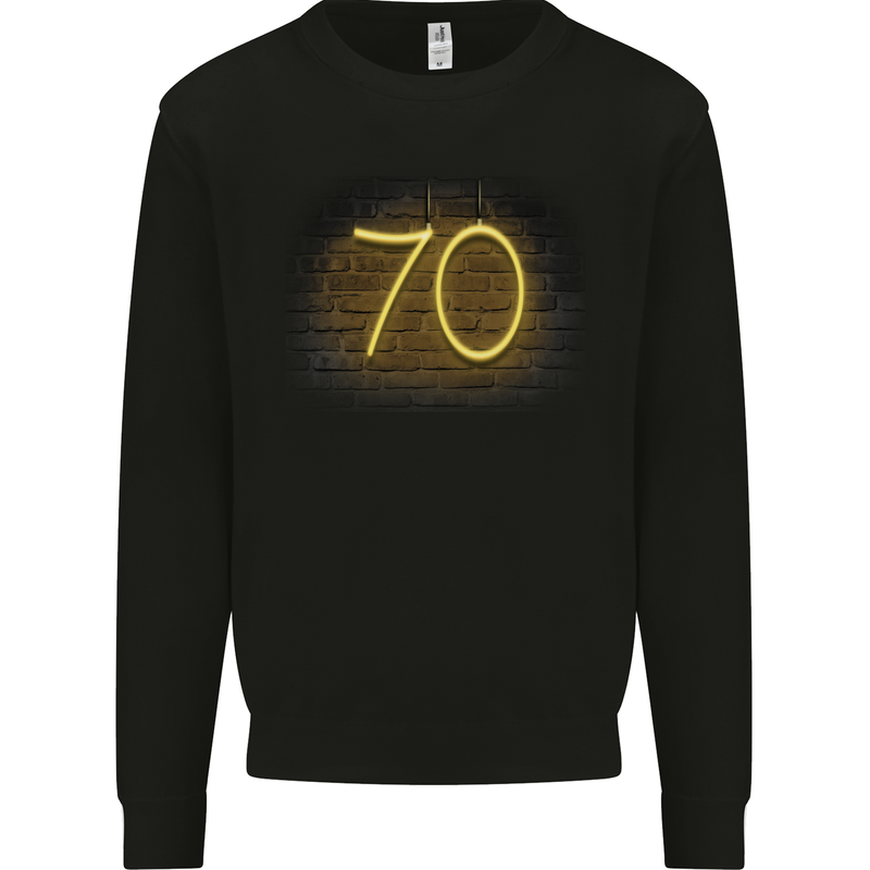 70th Birthday Neon Lights 70 Year Old Mens Sweatshirt Jumper Black
