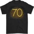 70th Birthday Neon Lights 70 Year Old Mens T-Shirt 100% Cotton BLACK
