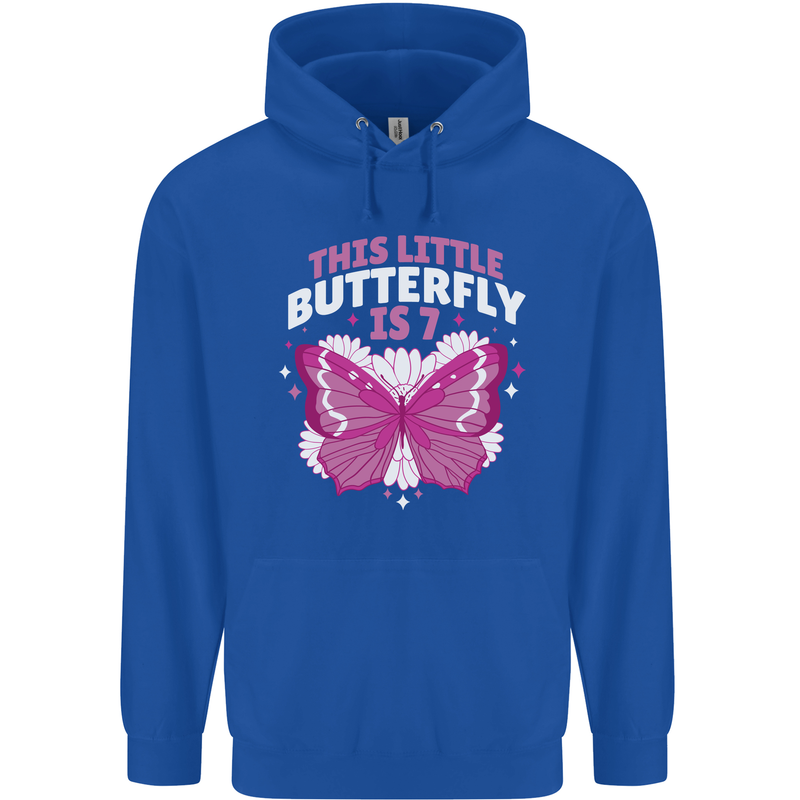 7 Year Old Birthday Butterfly 7th Childrens Kids Hoodie Royal Blue