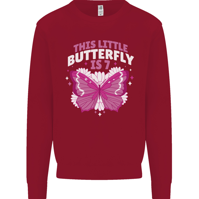 7 Year Old Birthday Butterfly 7th Kids Sweatshirt Jumper Red