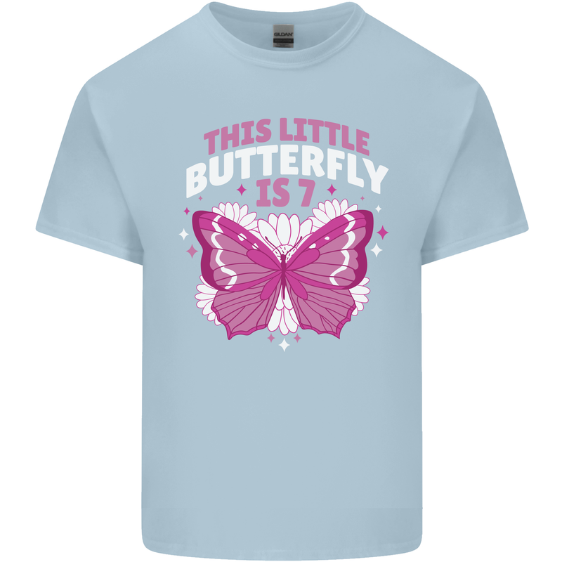7 Year Old Birthday Butterfly 7th Kids T-Shirt Childrens Light Blue