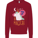 7 Year Old Birthday Girl Magical Unicorn 7th Kids Sweatshirt Jumper Red