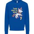 7 Year Old Birthday Girl Magical Unicorn 7th Kids Sweatshirt Jumper Royal Blue