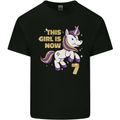 7 Year Old Birthday Girl Magical Unicorn 7th Kids T-Shirt Childrens Black