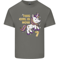 7 Year Old Birthday Girl Magical Unicorn 7th Kids T-Shirt Childrens Charcoal