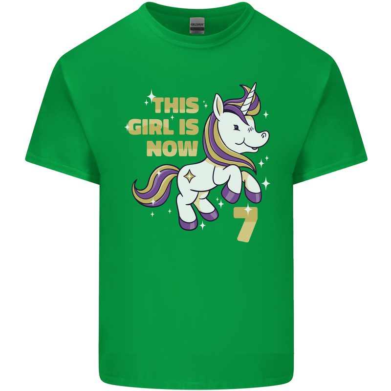 7 Year Old Birthday Girl Magical Unicorn 7th Kids T-Shirt Childrens Irish Green