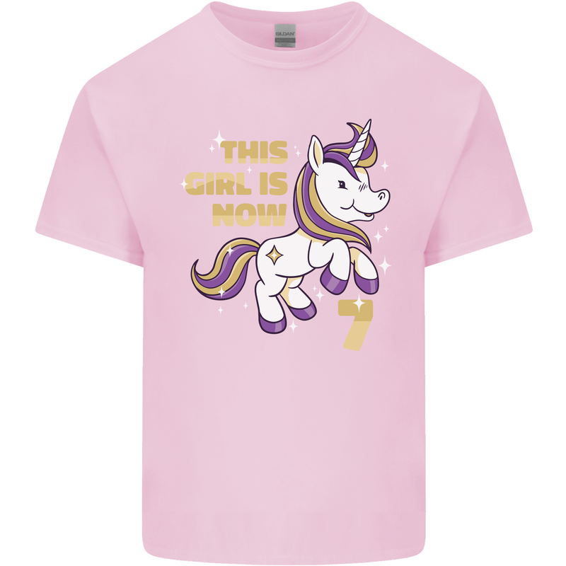 7 Year Old Birthday Girl Magical Unicorn 7th Kids T-Shirt Childrens Light Pink