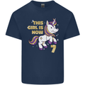 7 Year Old Birthday Girl Magical Unicorn 7th Kids T-Shirt Childrens Navy Blue