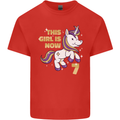 7 Year Old Birthday Girl Magical Unicorn 7th Kids T-Shirt Childrens Red