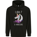 7 Year Old Birthday Magical Unicorn 7th Childrens Kids Hoodie Black