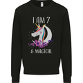 7 Year Old Birthday Magical Unicorn 7th Kids Sweatshirt Jumper Black