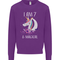 7 Year Old Birthday Magical Unicorn 7th Kids Sweatshirt Jumper Purple