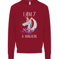 7 Year Old Birthday Magical Unicorn 7th Kids Sweatshirt Jumper Red