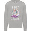 7 Year Old Birthday Magical Unicorn 7th Kids Sweatshirt Jumper Sports Grey